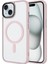 iPhone 15 Plus Uyumlu Mat Arka Yüzey Wireless Şarj Özellikli Aden Flet Magsafe Kapak-Pembe 1