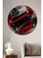 Kırmızı Araba Şehir Sokaklarında Ahşap Mdf Dekoratif Tablo Yuvarlak Tablo 1
