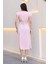 Toka ve Drape Detaylı Soft Saten Midi Elbise 6042-PEMBE 5