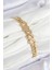 Pirinç Zirkon Taşlı Ezme Küba Zincir Model Gold Renk Kadın Bileklik - TJ-BB7549 8