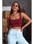 Kadın Bordo Kalın Askılı Crop Top Büstiyer 1
