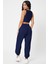 Kadın Lacivert Kaşkorse Cepli Jogger Eşofman Altı ve Crop Top Bluz 2