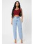 Kadın Bordo Kare Yaka Crop Top Bluz 3