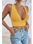 Kadın Sarı Çapraz Sırt Detaylı Şık Crop Top Büstiyer 2