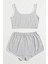 Kadın Gri Askılı Crop Top ve Şortlu Gecelik Takım 2