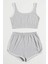 Kadın Gri Askılı Crop Top ve Şortlu Gecelik Takım 3