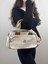 Kadın Suni Deri Krem Çok Gözlü Casual Midi Boy Omuz Çantası 3