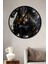 Çerçeve Görünümlü Güçlü Kara At Ahşap Mdf Dekoratif Ev Duvar Tablo Yuvarlak Ev Duvar Tablo 1