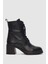 Arlea Hakiki Deri Bağcıklı ve Yandan Fermuarlı Kadın Bot- Siyah 1