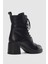 Arlea Hakiki Deri Bağcıklı ve Yandan Fermuarlı Kadın Bot- Siyah 2