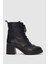 Solenne Hakiki Deri Bağcıklı ve Yandan Fermuarlı Kadın Bot- Siyah 1