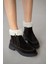 Sorella Hakiki Deri Yanlardan Fermuarlı Kadın Bot- Siyah Süet 1