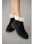 Sorella Hakiki Deri Yanlardan Fermuarlı Kadın Bot- Siyah Süet 5