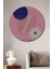 Pembe Arka Plan Üzerinde Modern Çizim Dekoratif Ahşap Mdf Tablo Yuvarlak Tablo 1
