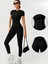 2'li Spor Takım Kadın Uzun Kol Spor Body & Tayt Plates Gym Yoga Koşu Fitness Alt Üst 2'li 6