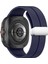 Samsung Galaxy Watch Ultra 47MM Silikon Akıllı Saat Kayışı Gümüş Manyetik Katlanır Tokalı - Gece Mavisi (Yurt Dışından) 1