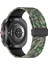 Samsung Galaxy Watch Ultra 47MM Saat Kayışı Kamuflaj Desenli Silikon Kayış ve Manyetik Toka - Ordu Yeşili (Yurt Dışından) 1