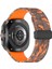 Samsung Galaxy Watch Ultra 47MM Saat Kayışı Kamuflaj Desenli Silikon Kayış ve Manyetik Toka - Turuncu (Yurt Dışından) 1