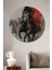 Samuray Atlı Soyut Sanat Dekoratif Ahşap Mdf Ev/işyeri Duvar Tablo Yuvarlak Ev/işyeri Duvar Tablo 1