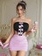 Kadın Pembe Etekli Fiyonk Detaylı Sexy Kostüm 8010 1