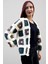 Anne Kuzusu Beyaz-Gri El Örgüsü Uzun Kollu Kadın Hırka 4