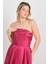 Kadın Straplez Uzun Abiye Elbise 6068 Vişne 3