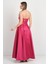 Kadın Straplez Uzun Abiye Elbise 6068 Vişne 4