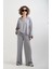 Gri Modal Polo Yaka Sweat Geniş Paça Pant Eşofman Takım 1