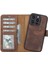 Apple iPhone 14 Pro Uyumlu Deri Cüzdanlı Kılıf Mwwn G2 Kahve 5