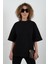 Siyah Kısa Kollu Oversize Tshirt Dikiş Detaylı Pantolon Takım 2
