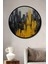 Çerçeve Görünümlü Sarının Asaleti Modern Şehir Dekoratif Ahşap Mdf Tablo Yuvarlak Tablo 1