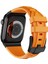 Apple Watch 10 46MM/ULTRA 2/ultra 49MM/9 8 7 45MM/SE (2023) Se (2022) Se 6 5 4 44MM/3 2 1 42MM Silikon Saat Kayışı - Siyah + Turuncu (Yurt Dışından) 1