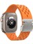 Apple Watch Series 10 46MM/ULTRA 2/ultra 49MM/9 8 7 45MM/SE (2023) Se (2022) Se 6 5 4 44MM/3 2 1 42MM Için Içi Boş Silikon Kayış - Turuncu + Gümüş Toka (Yurt Dışından) 1