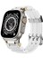 Apple Watch Series 10 46MM/ULTRA 2 Ultra 49MM/9 8 7 45MM/SE (2023) Se (2022) Se 6 5 4 44MM/3 2 1 42MM Için Gümüş Tokalı ve Bağlantılı Silikon Kayış - Beyaz (Yurt Dışından) 2