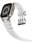 Apple Watch Series 10 46MM/ULTRA 2 Ultra 49MM/9 8 7 45MM/SE (2023) Se (2022) Se 6 5 4 44MM/3 2 1 42MM Için Gümüş Tokalı ve Bağlantılı Silikon Kayış - Beyaz (Yurt Dışından) 3