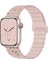 Apple Watch Series 10 42MM/9 8 7 41MM/SE (2023) Se (2022) Se 6 5 4 40MM/3 2 1 38MM Için Manyetik Silikon Kayış - Pembe (Yurt Dışından) 5