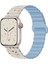 Apple Watch Series 10 42MM/9 8 7 41MM/SE (2023) Se (2022) Se 6 5 4 40MM/3 2 1 38MM Için Manyetik Silikon Kayış - Antik Beyaz+Mavi (Yurt Dışından) 5