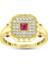 Renkli Taşlı Altın Yüzük - 14K 15