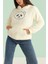 Bej Nakışlı Welsoft Kadın Polar Sweat 1