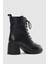 Solenne Hakiki Deri Bağcıklı ve Yandan Fermuarlı Kadın Bot- Siyah 2