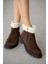 Sorella Hakiki Deri Yanlardan Fermuarlı Kadın Bot- Kahve Süet 3