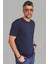 Erkek Lacivert Slim Fit Bisiklet Yaka Pamuk Elastan Basic Tişört 4