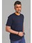 Erkek Lacivert Slim Fit Bisiklet Yaka Pamuk Elastan Basic Tişört 5