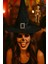 Hallowen Cadı Şapkası Tokalı Kemerli Simli Siyah 2