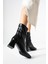 Alvis Siyah Renkli Kalın Topuk Streç Kadın Bot 3