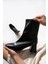 Alvis Siyah Renkli Kalın Topuk Streç Kadın Bot 4