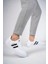 Spor Ayakkabı Kadın Unisex Mikrofiber Dış Materyal Kauçuk Tabanlı Beyaz Siyah 6