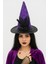 Hallowen Cadı Şapkası Çiçekli Tüylü Model Mor Renkli Cadılar Bayramı Şapkası 3