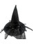 Hallowen Cadı Şapkası Baskılı Tüylü Simli Siyah Cadılar Bayramı Korku Şapkası 4