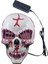 Halloween Maske Kuru Kafa Işıklı Fuşya Teller 8